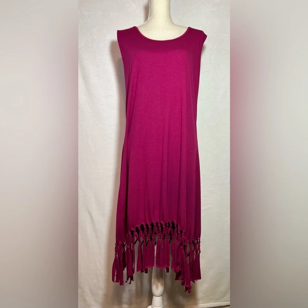 Pinziko NWOT Swimsuit Coverup Women’s Size 3XL Pink Fringe Hem - Picture 2 of 8